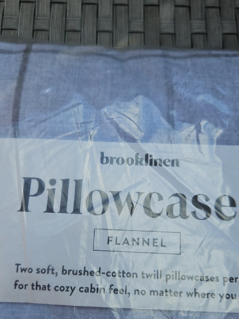 New Brooklinen  2 Flannel Pillowcases Light Grey Window Pane Pattern Standard